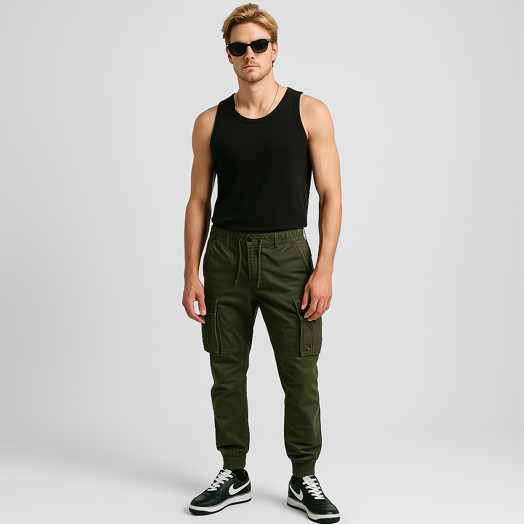 Pantalon fonctionnel fuselé à poches appliquées