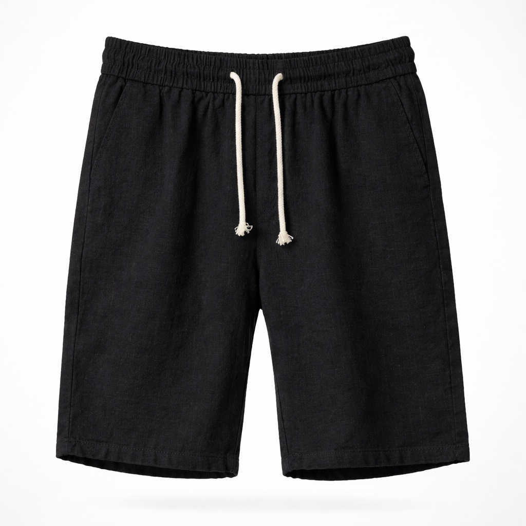 Short en lin mélangé cordon coupe décontractée été homme – Nérondes