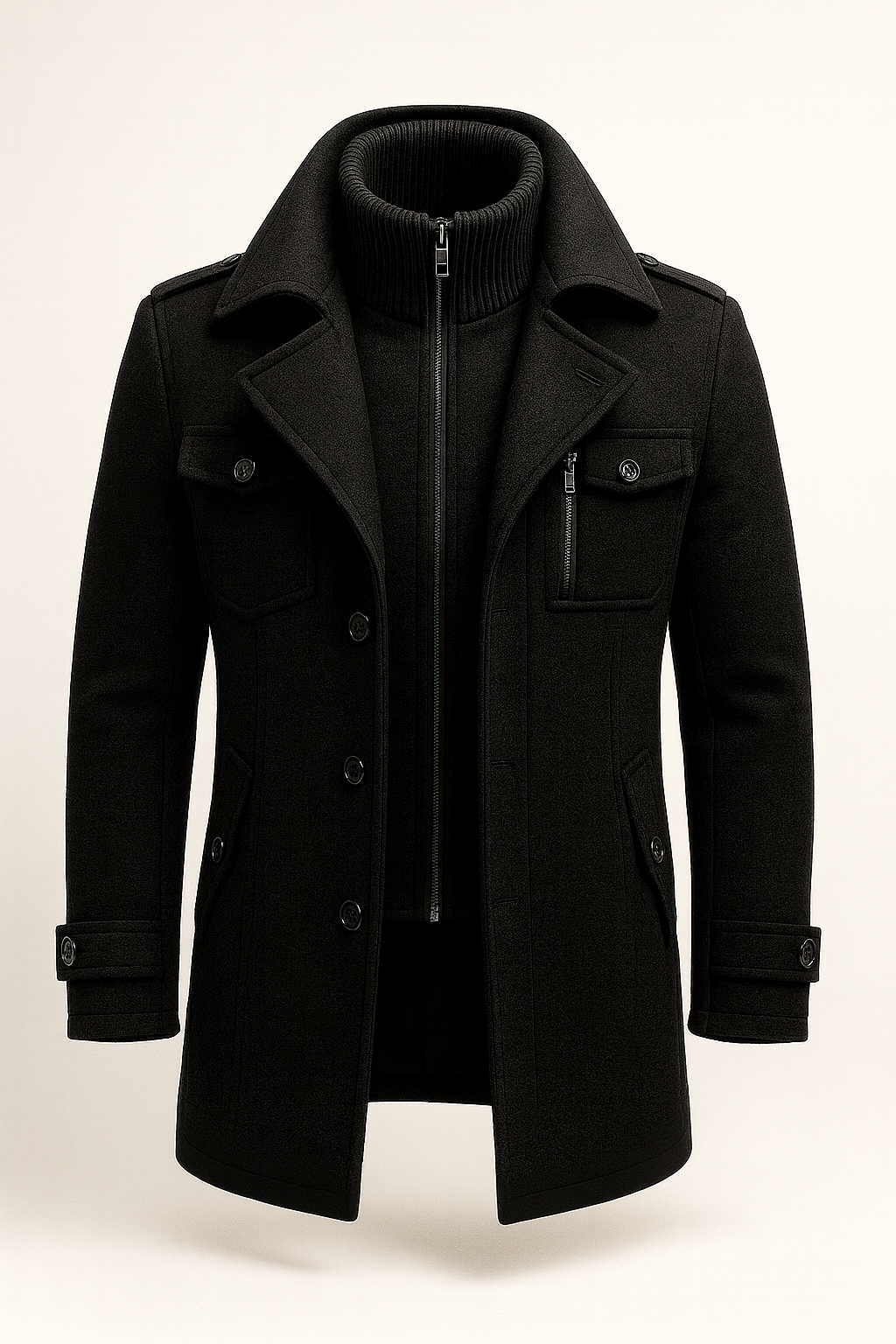 Manteau mi-long à plastron zippé