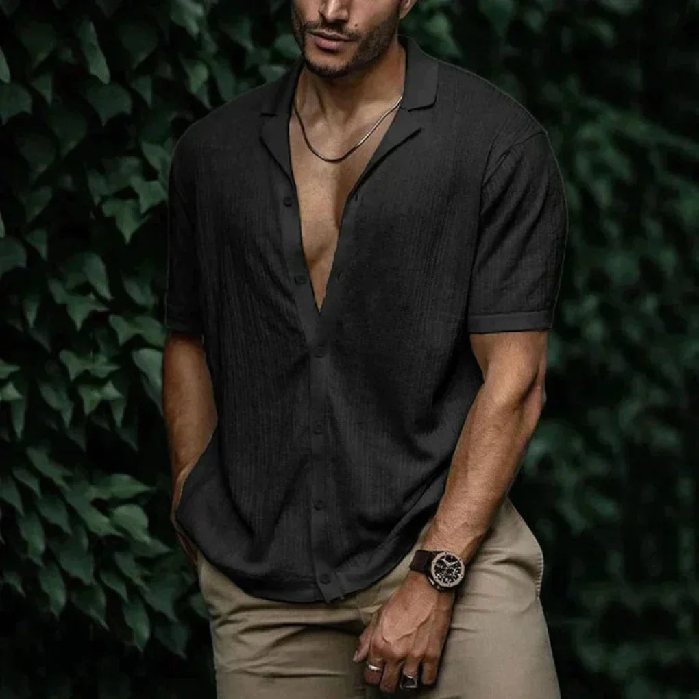 Chemise en maille aspect lin