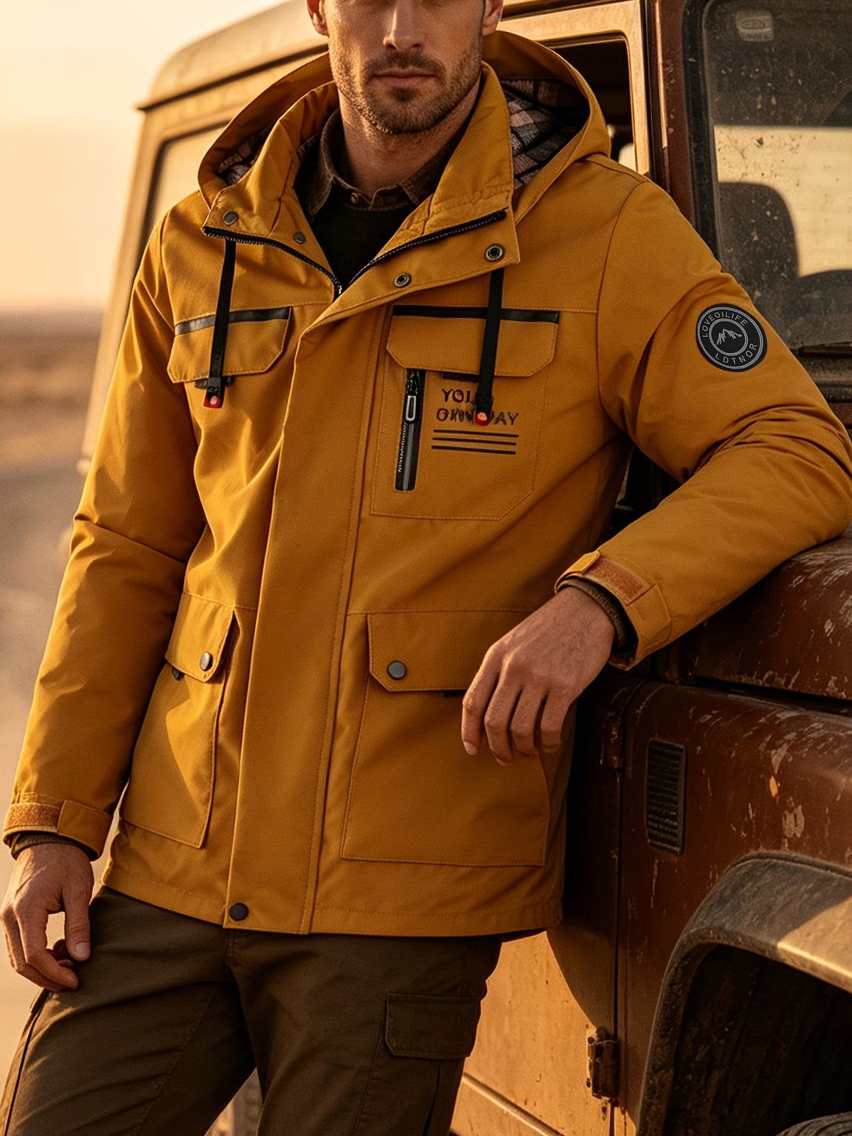 Veste zippée à capuche motif lettres