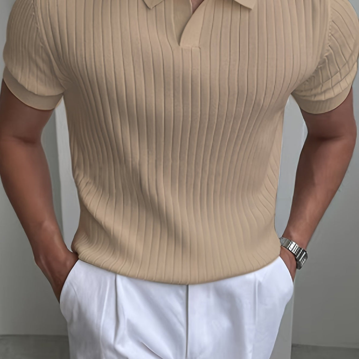 Polo col montant boutonné manches courtes