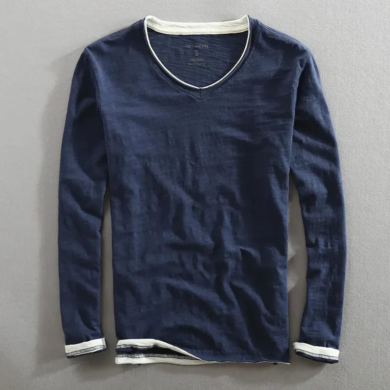 T-shirt à manches longues en coton essentiel coupe décontractée homme – Eysines