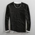 T-shirt à manches longues en coton essentiel coupe décontractée homme – Eysines