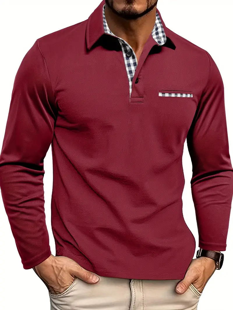 Polo à manches longues coupe ajustée au style intemporel homme – Moncey