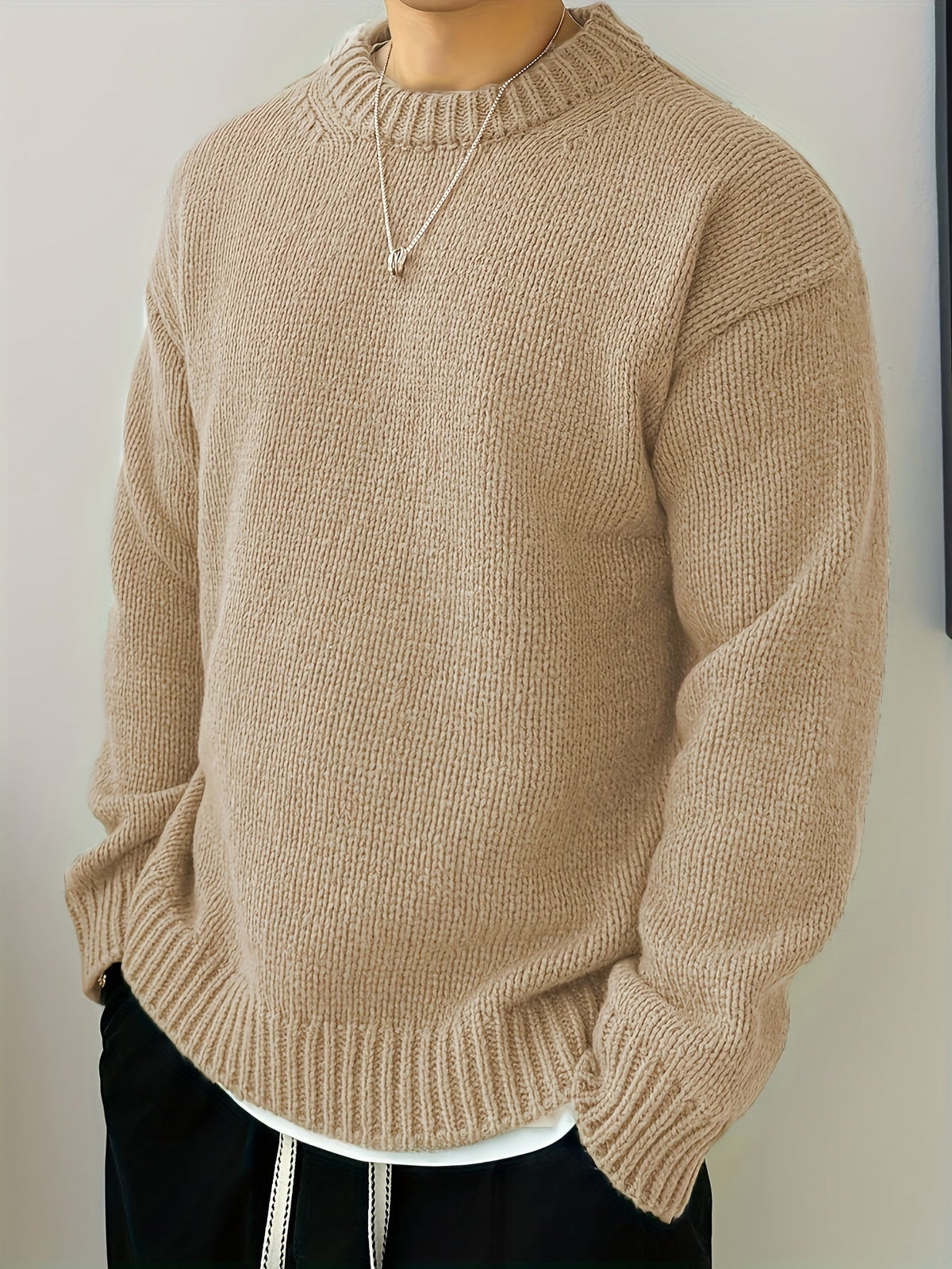 Pull col rond en maille unie