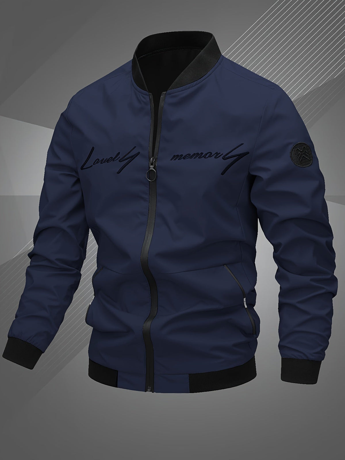 Blouson col baseball zippé brodé
