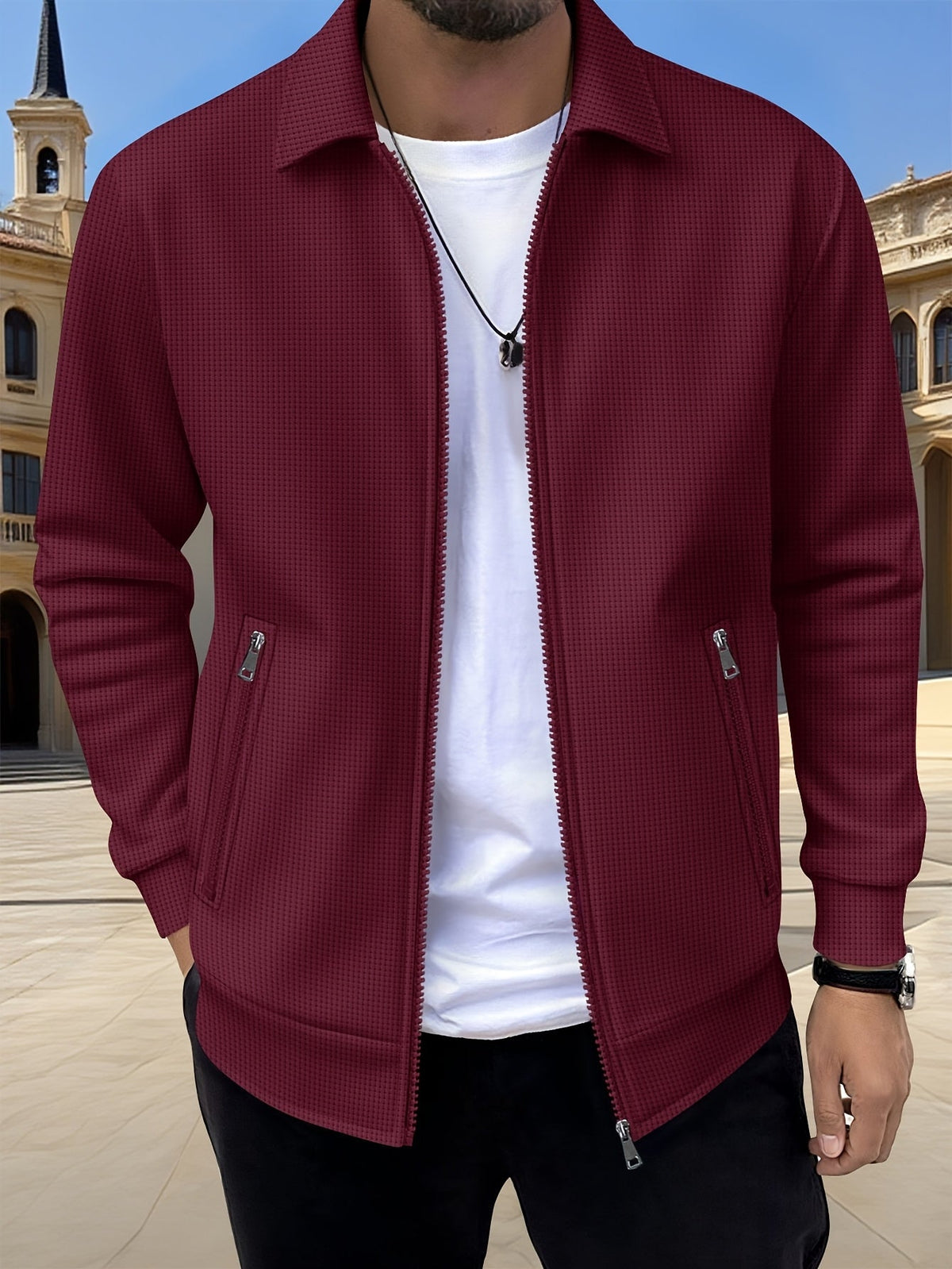 Veste zippée légère à col à revers