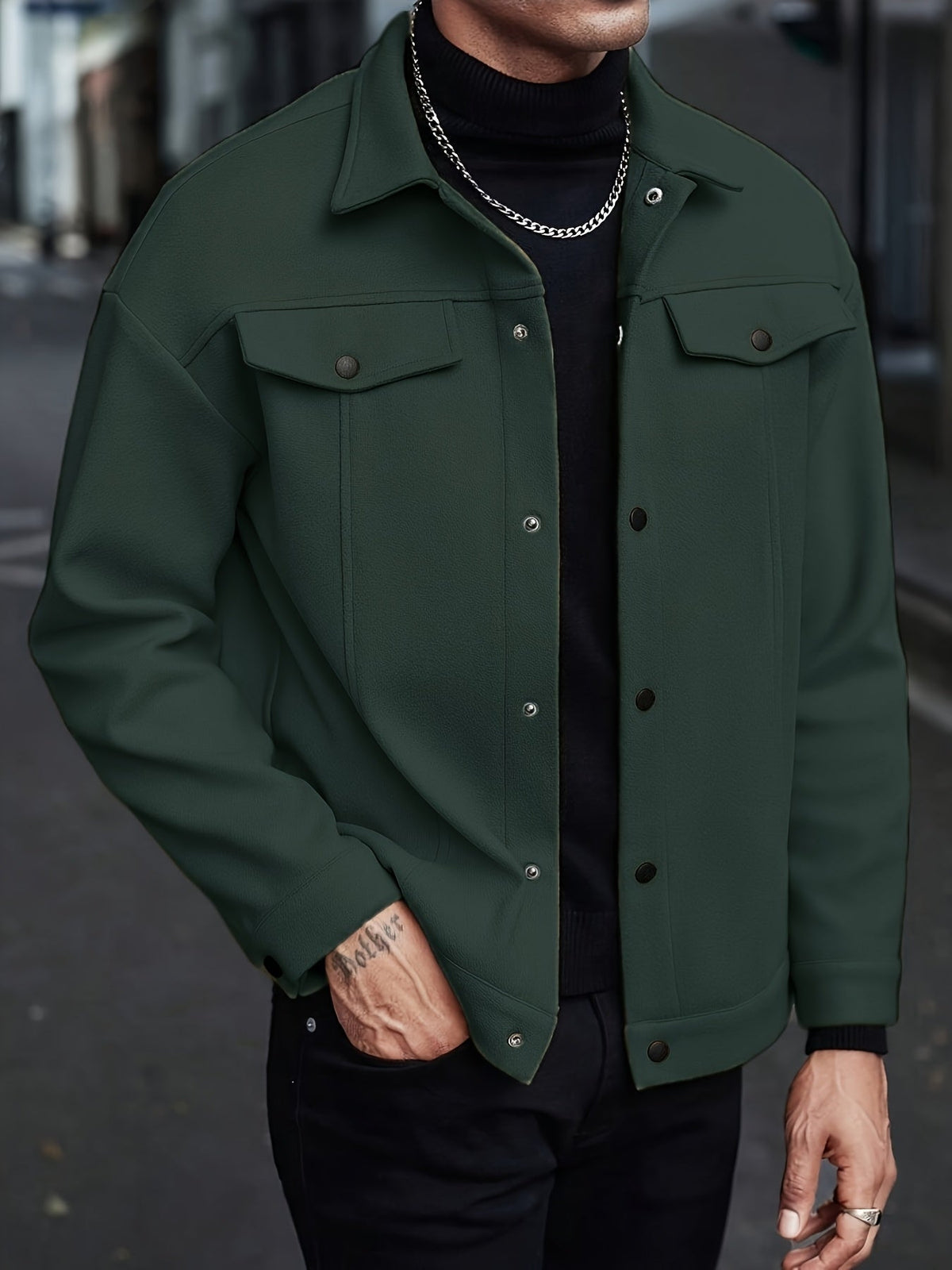 Veste unie à col à revers