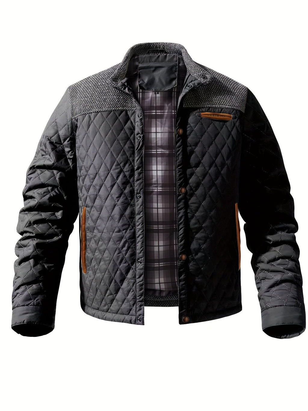 Doudoune courte matelassée col montant empiècements tricot passepoils contrastants homme – Jurançon