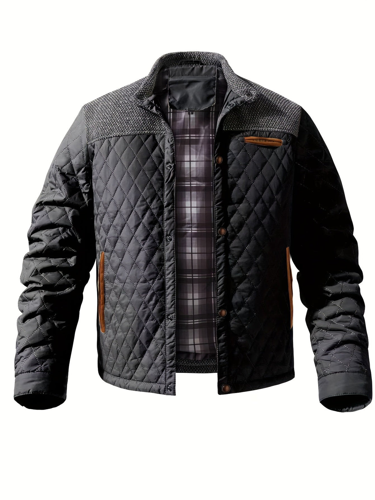 Doudoune courte matelassée col montant empiècements tricot passepoils contrastants homme – Jurançon