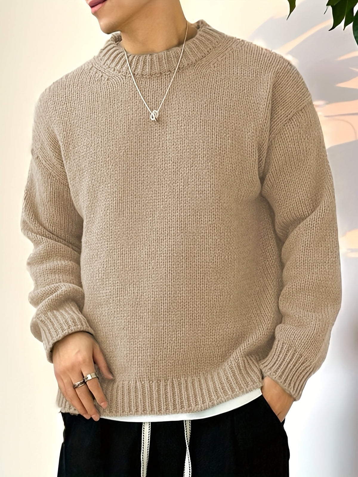 Pull col rond en maille unie