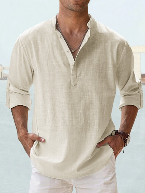 Chemise en lin légère manches longues décontractée homme – Bourges