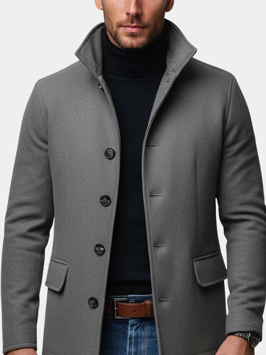 Veste d'hiver aspect lainage col montant