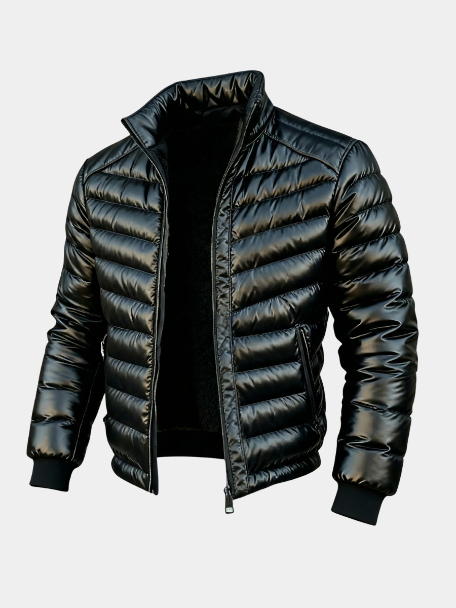 Veste matelassée noire finition brillante