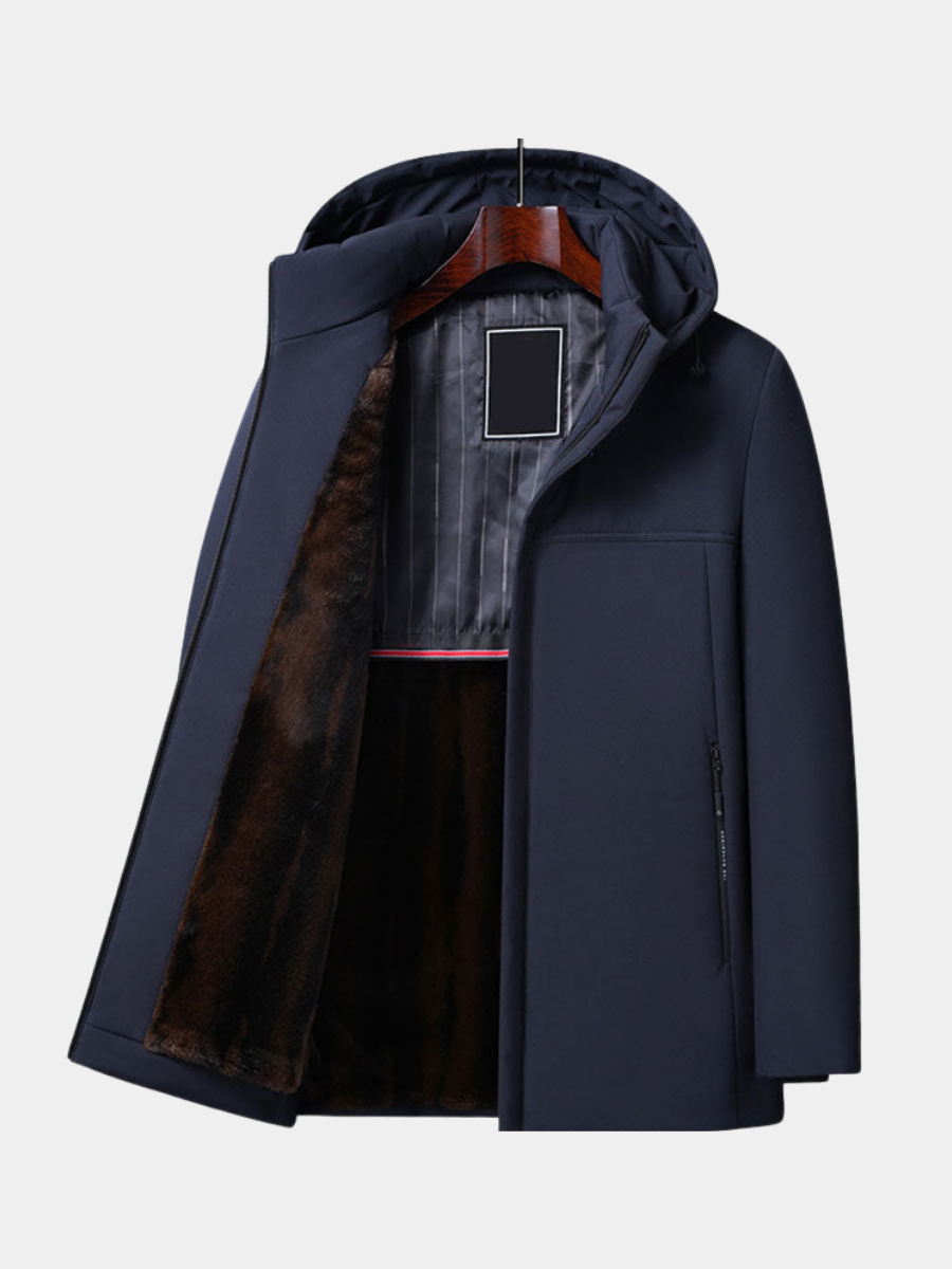Parka mi-longue à capuche doublée peluche