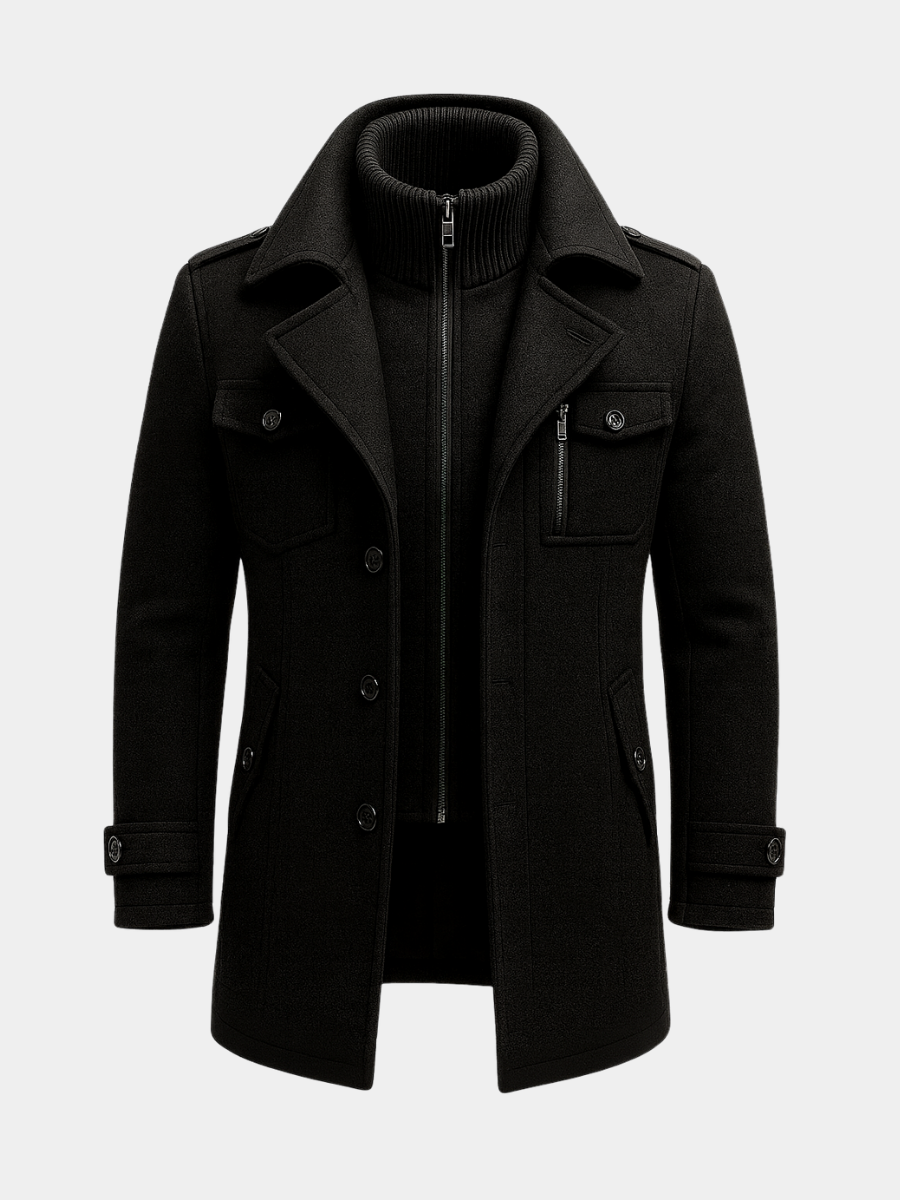 Manteau mi-long à plastron zippé