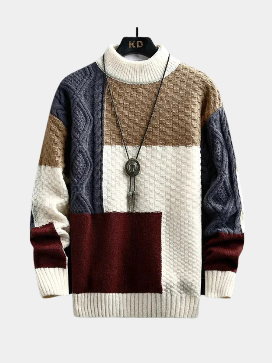 Pull ample en maille patchwork