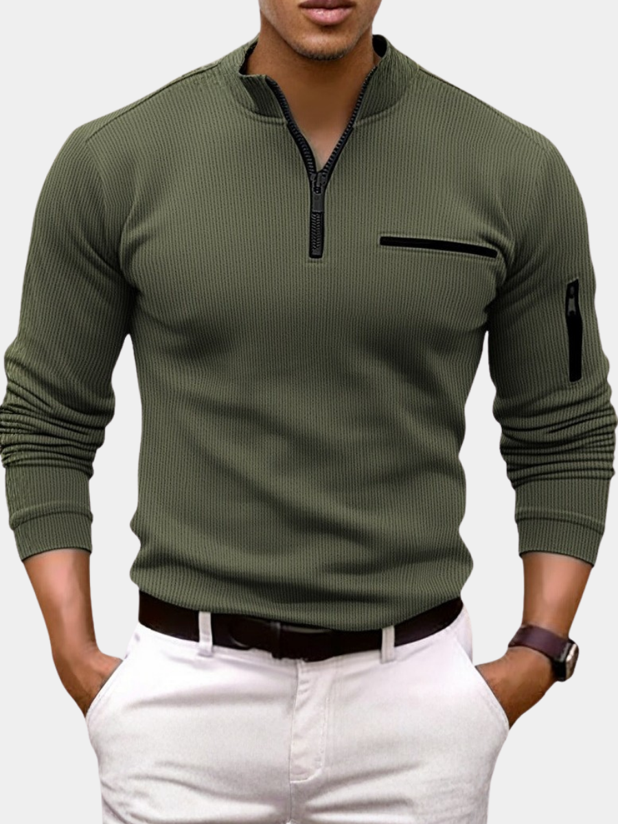 Chemise manches longues à col zippé