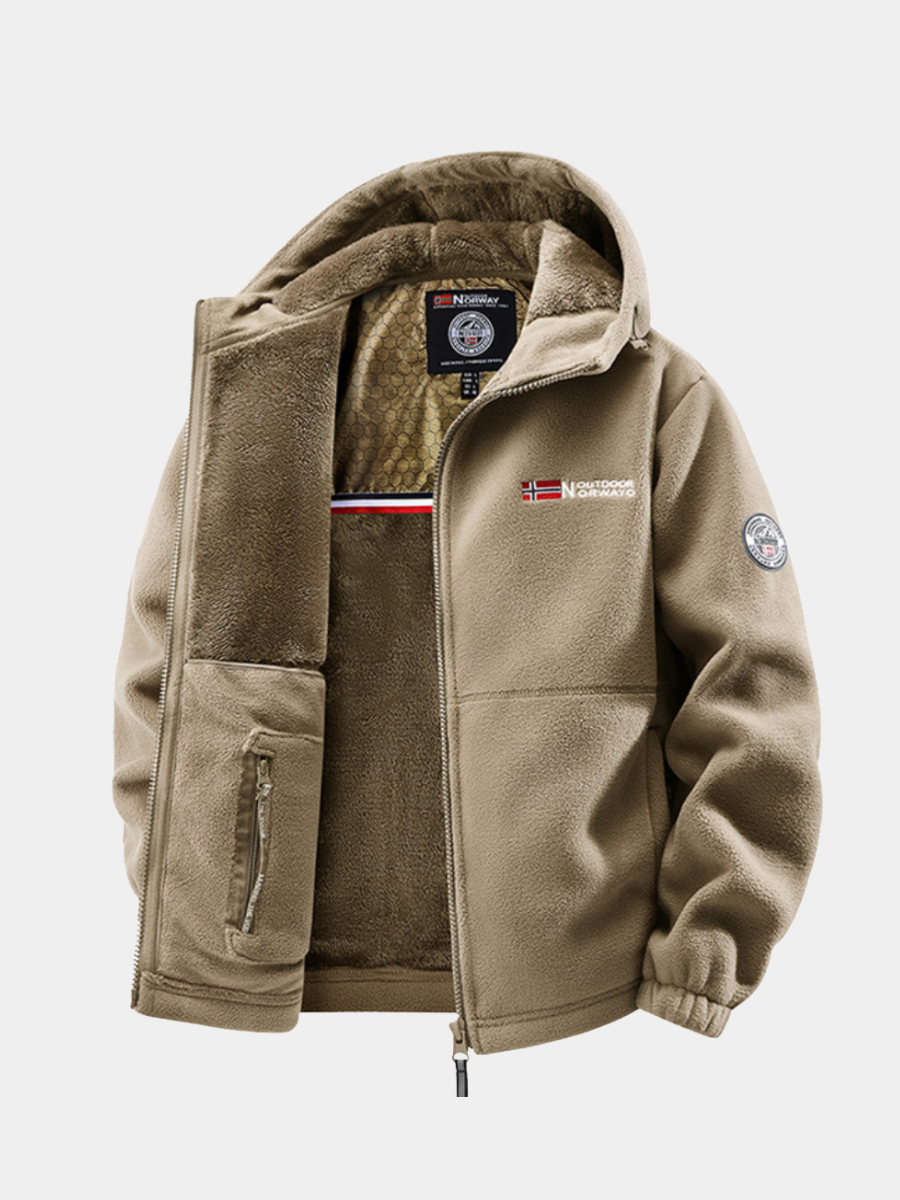 Veste zippée à capuche doublée polaire