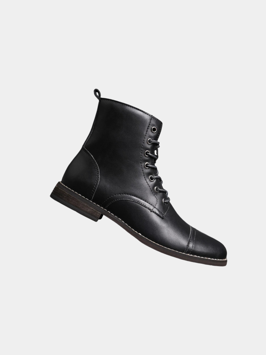 Bottines à lacets effet cuir marron