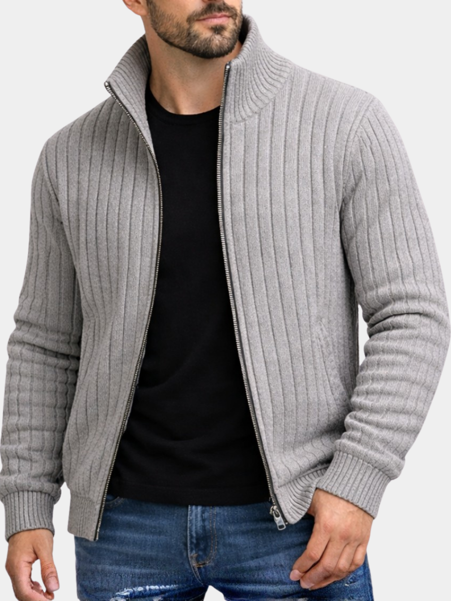 Gilet zippé en maille côtelée