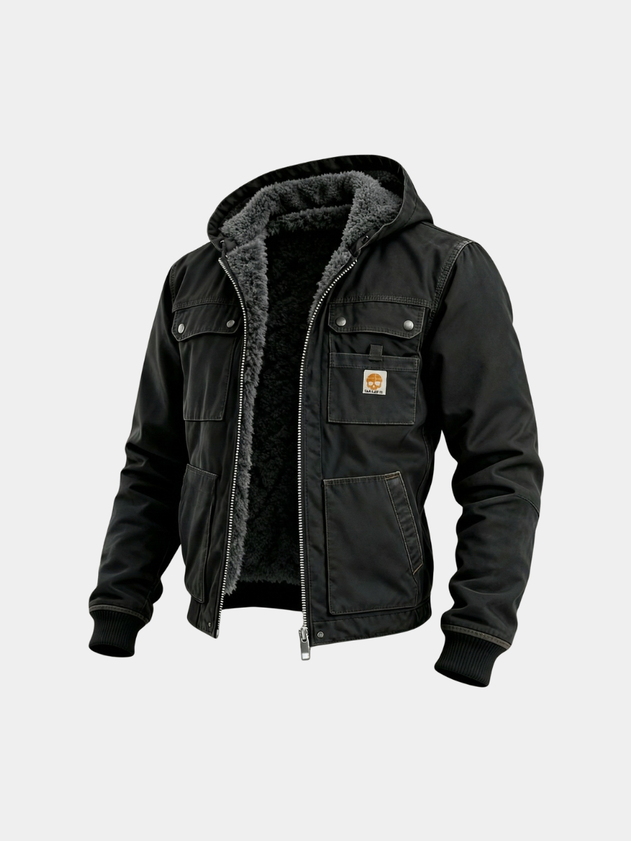 Veste utilitaire à capuche doublée peluche