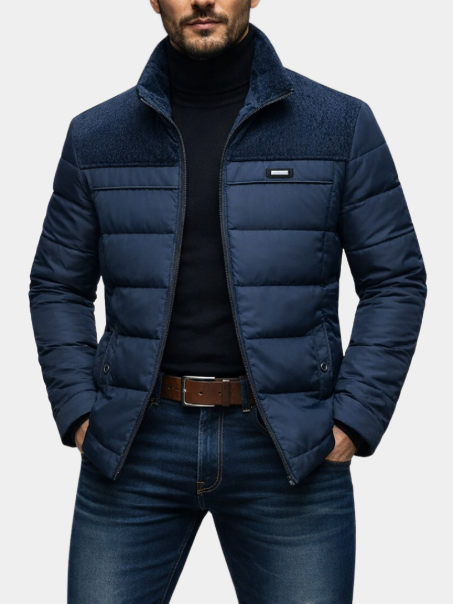 Veste matelassée à col montant bleue