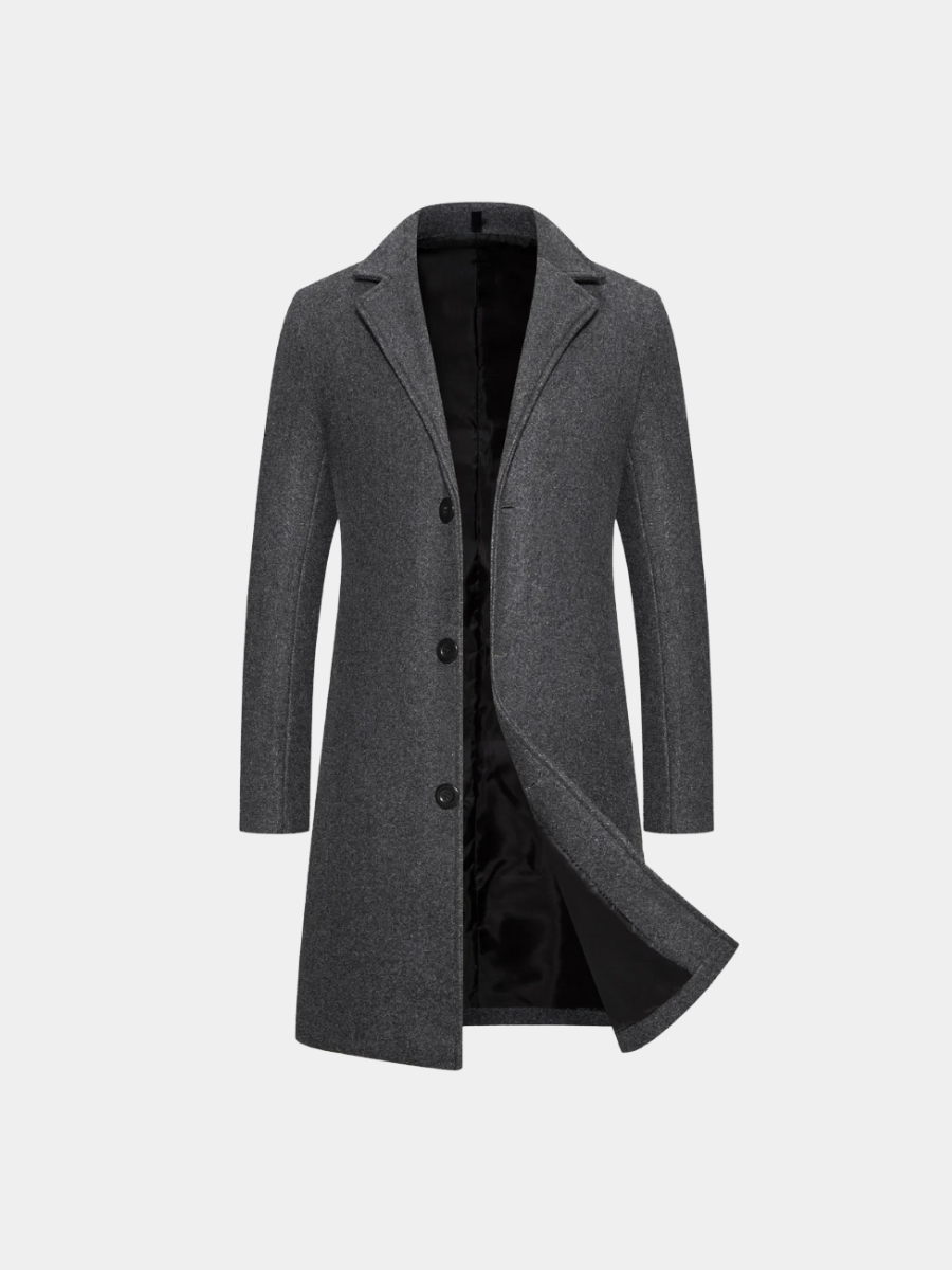 Manteau long aspect lainage col cranté
