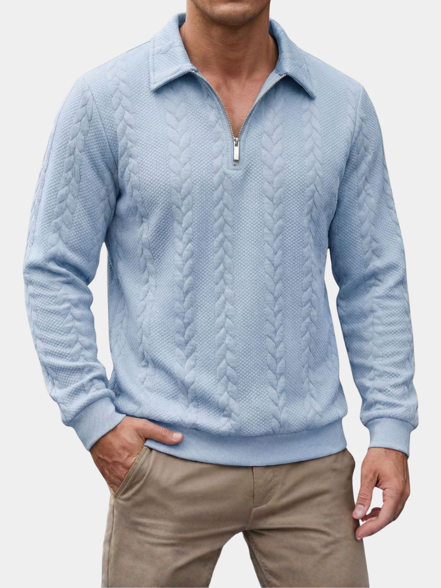 Polo en maille texturée à col zippé