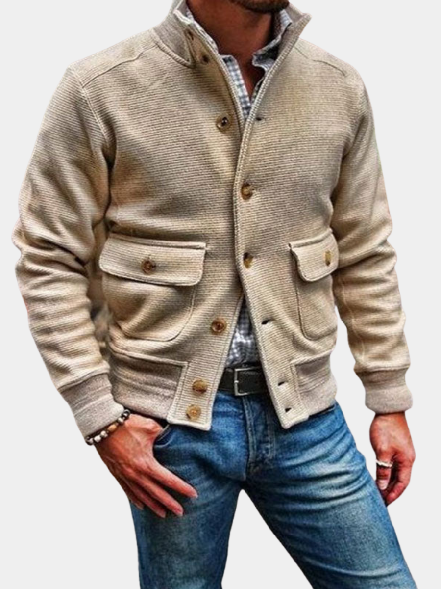 Veste col montant boutonnée à poches rabat
