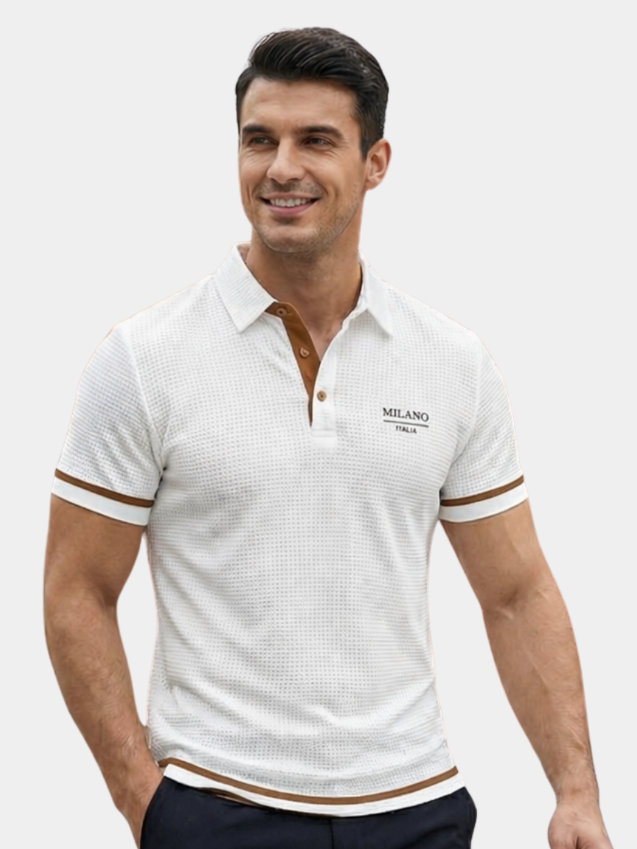 Polo jacquard texturé à col structuré