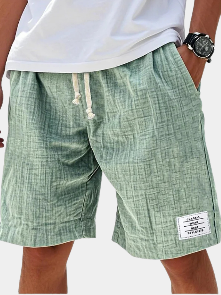 Short coupe droite taille à cordon