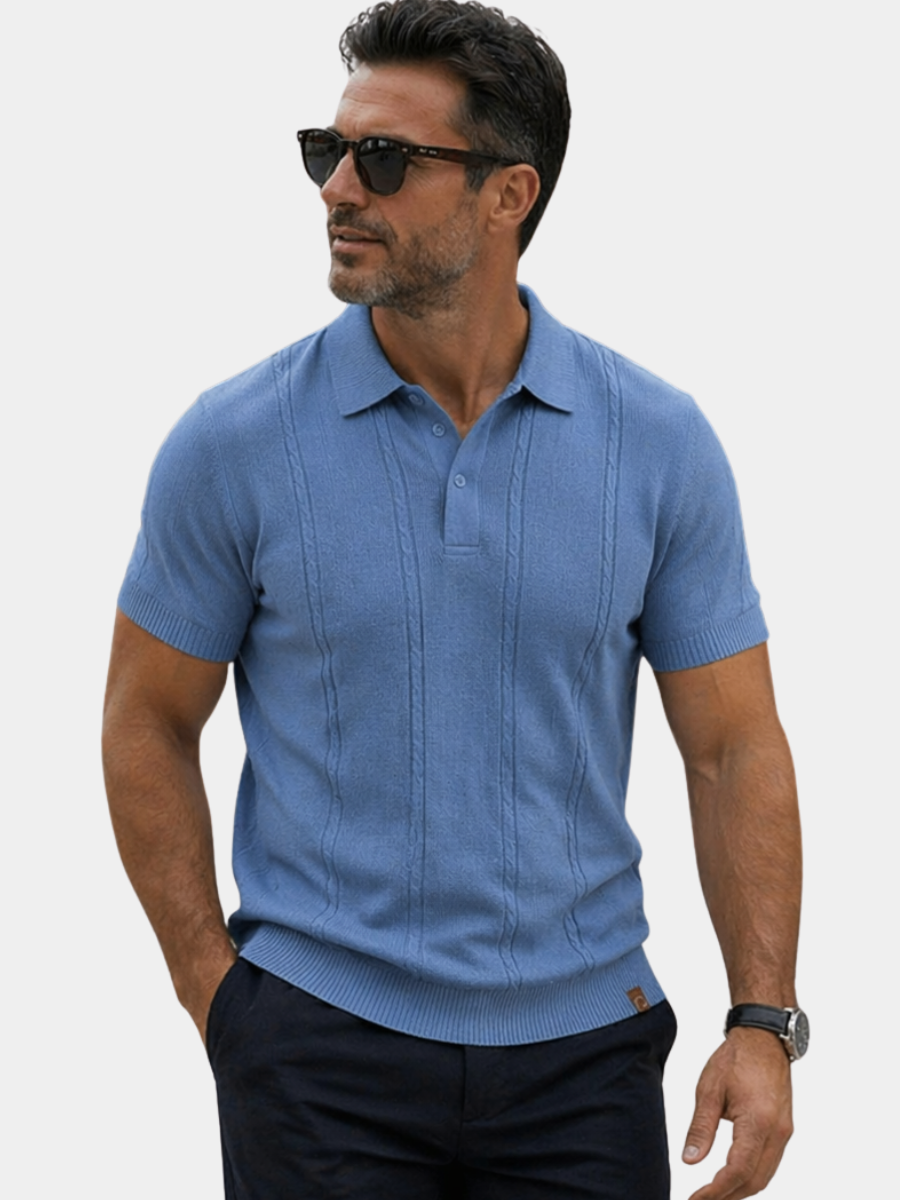 Polo maille texturée à côtes verticales