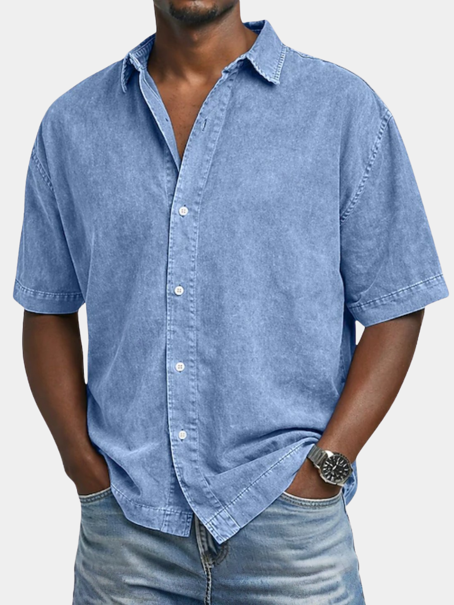 Chemise manches courtes effet délavé