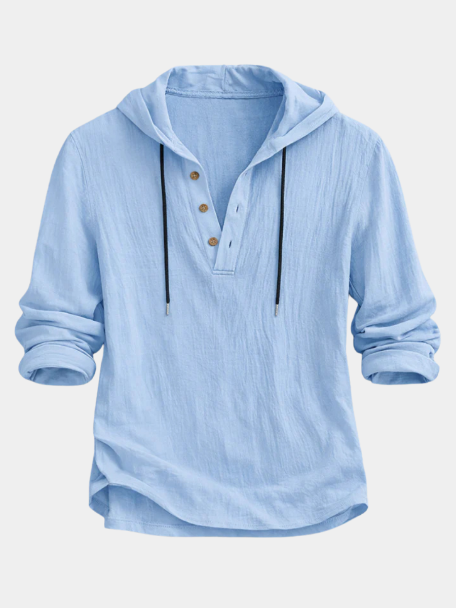 Chemise à capuche col henley boutonné