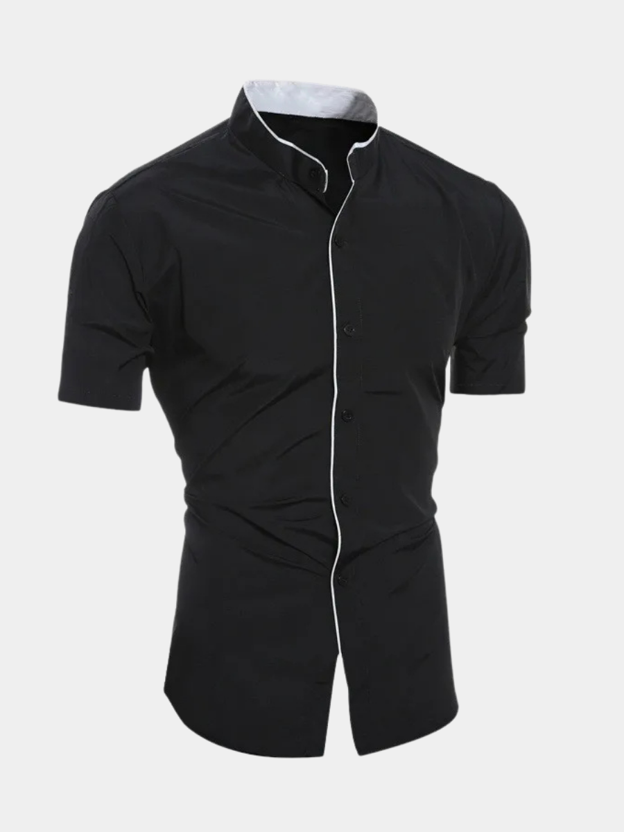 Chemise manches courtes à col montant