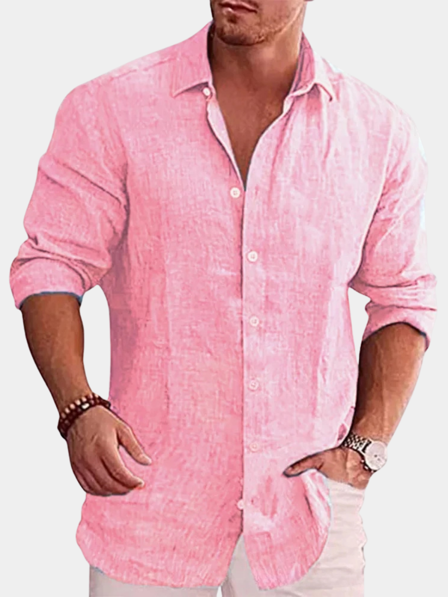 Chemise aspect lin manches longues