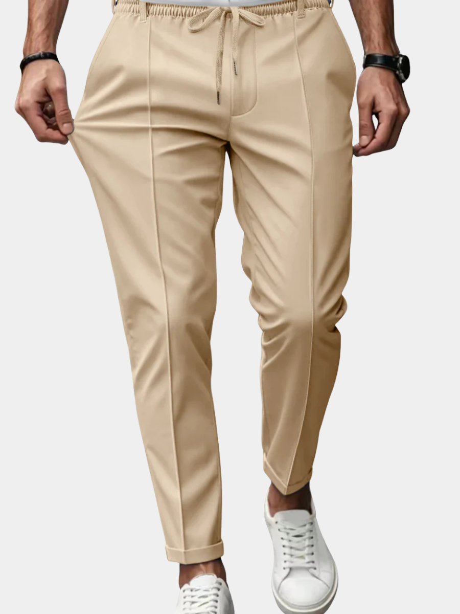Pantalon chino slim taille à cordon