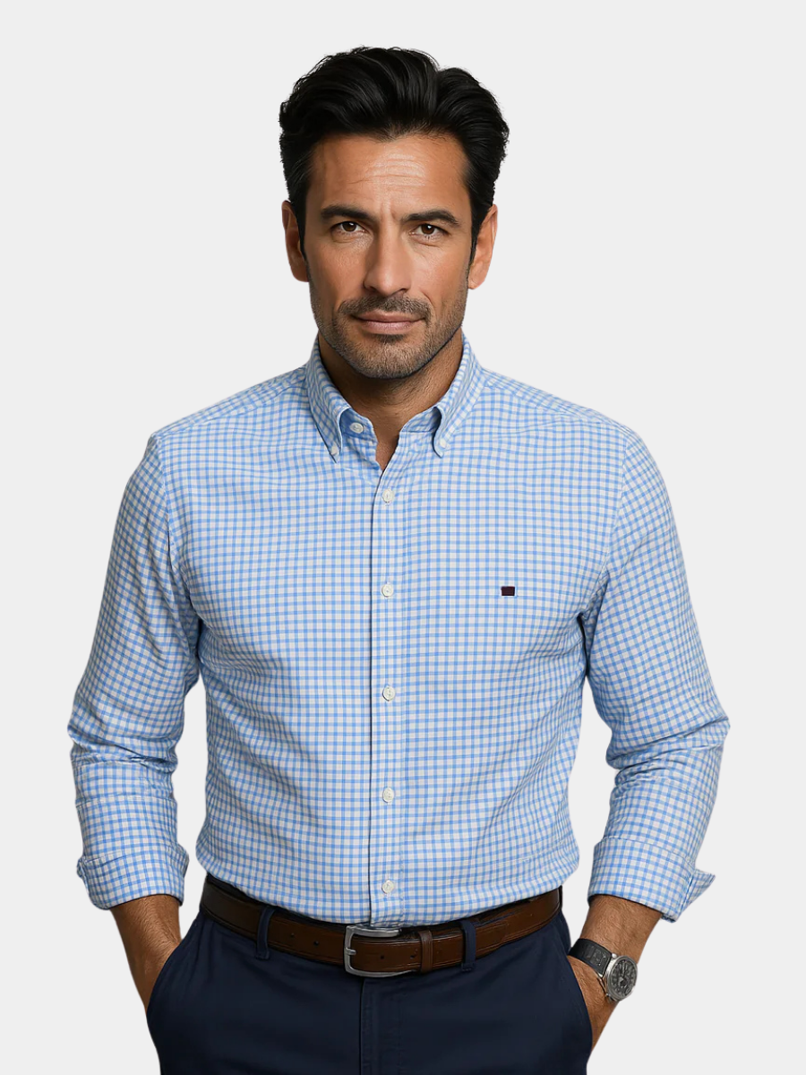 Chemise à carreaux col boutonné