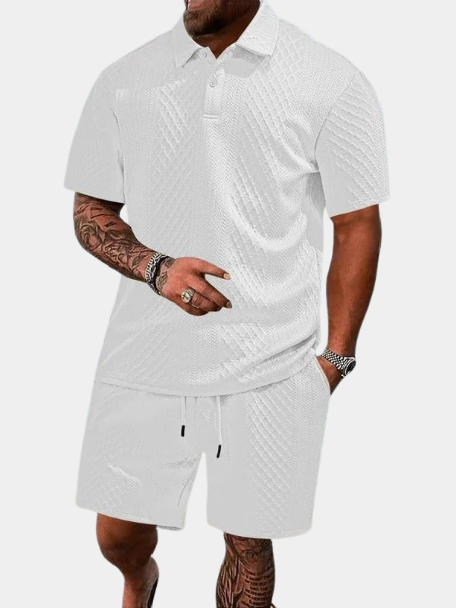 Ensemble polo et short en maille texturée