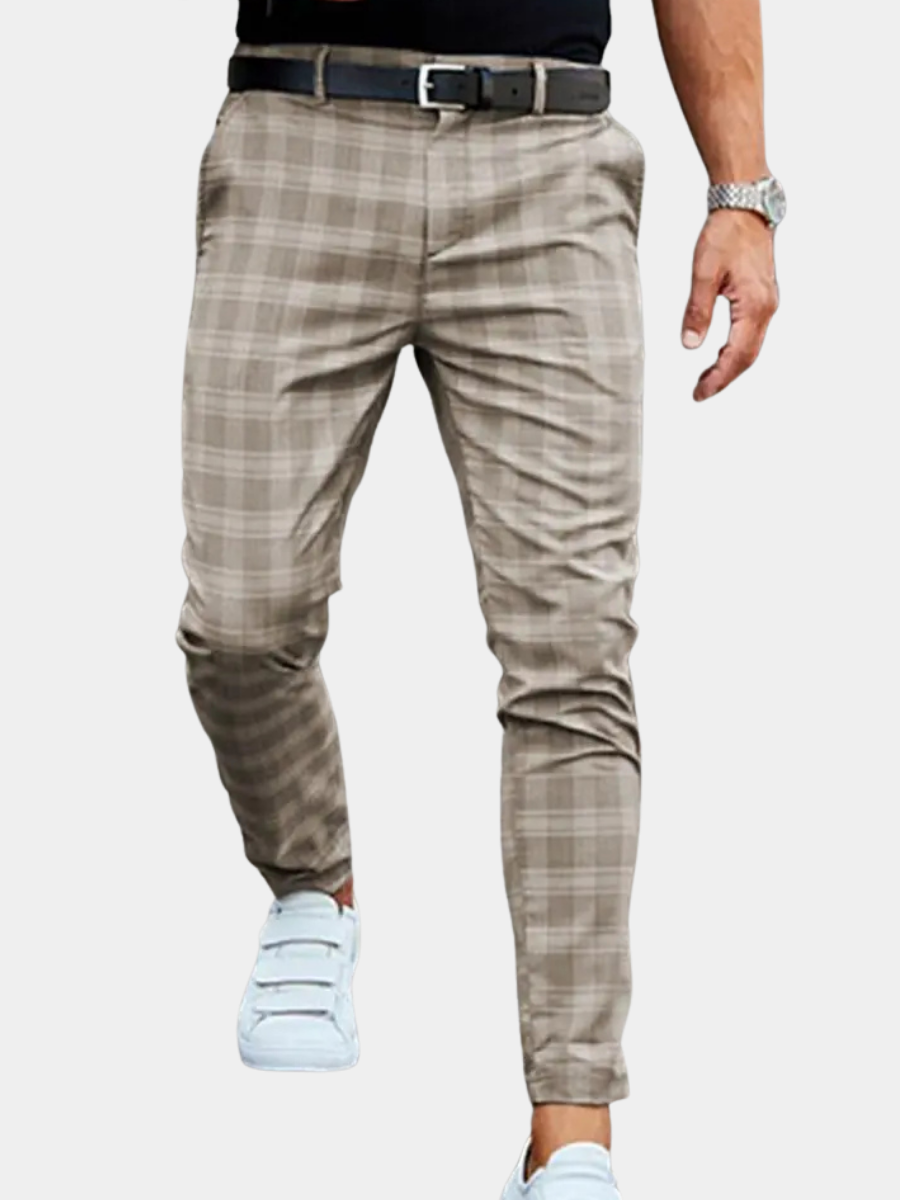 Pantalon décontracté à carreaux coupe confortable motif classique homme – Cahors