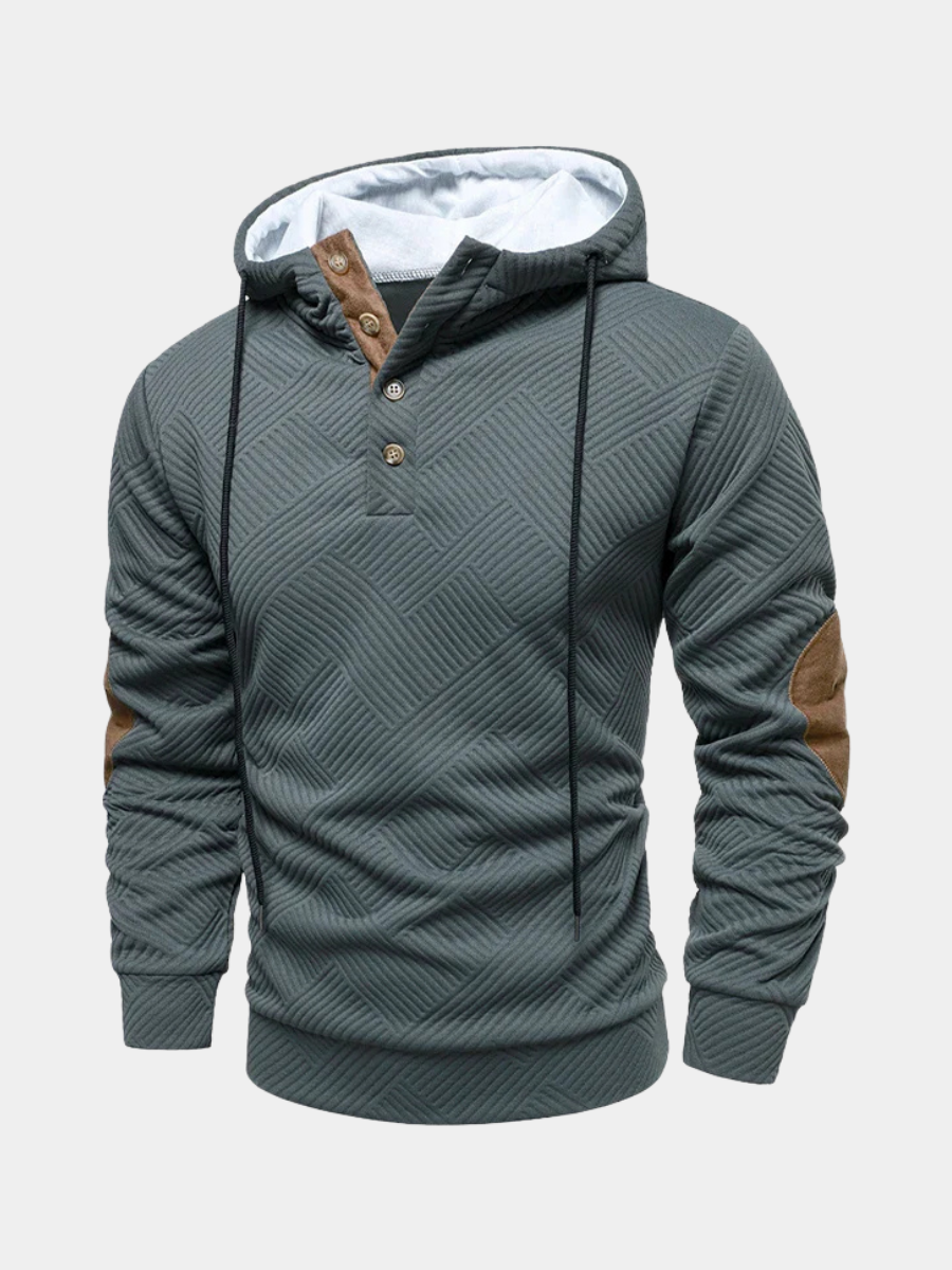 Pull à capuche texturé coudières aspect daim
