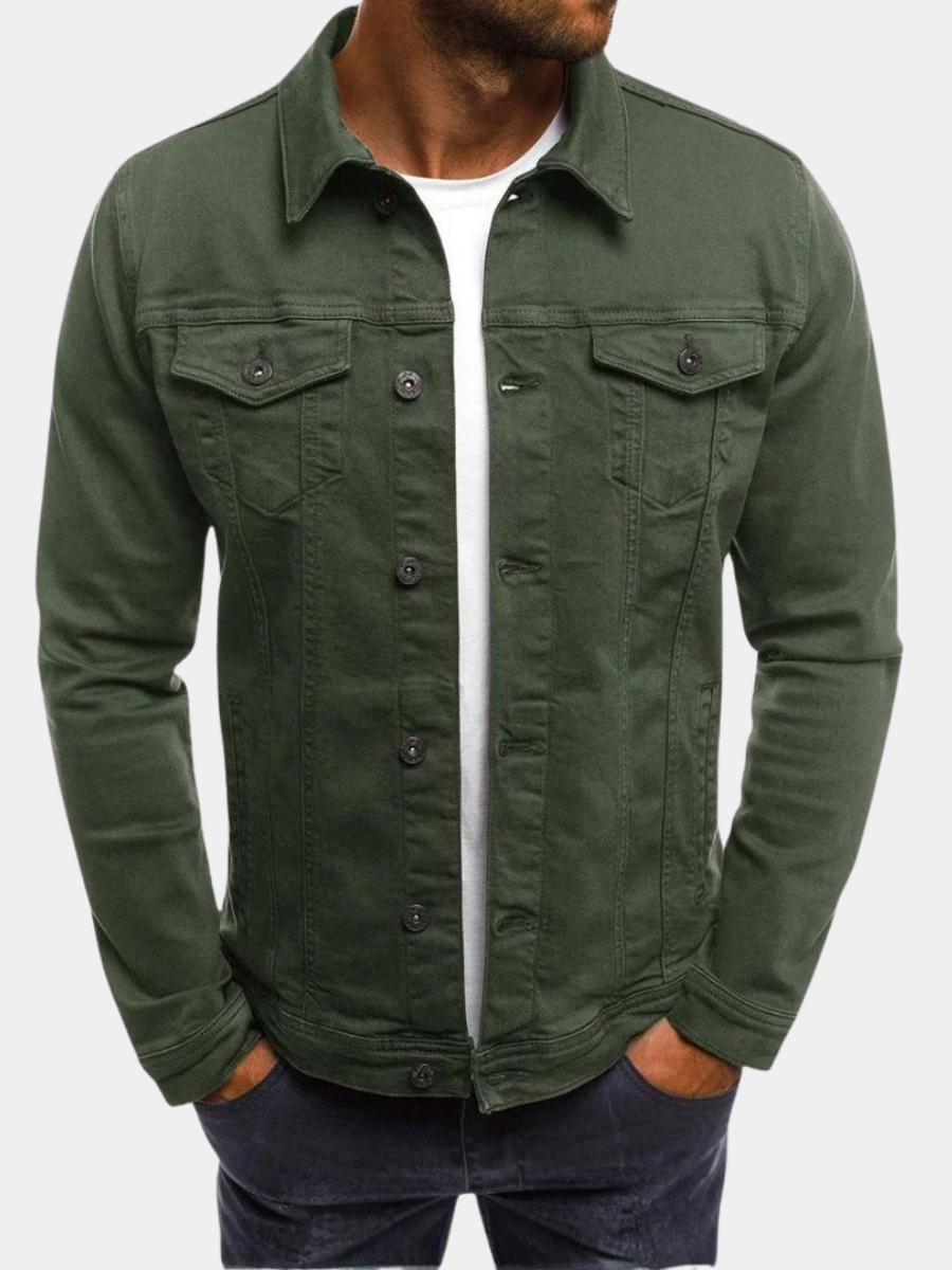 Veste trucker boutonnée poches poitrine