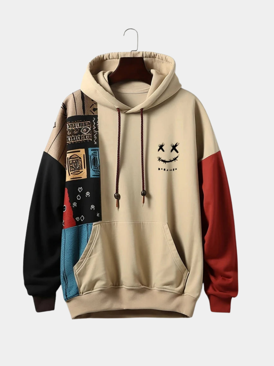 Sweat à motifs contrastés avec cordons