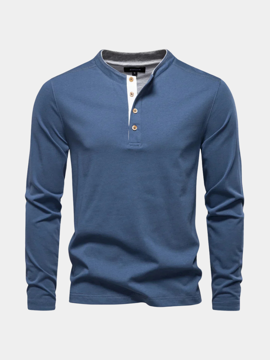 T-shirt manches longues col tunisien