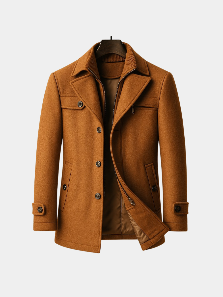 Manteau long aspect lainage boutonné