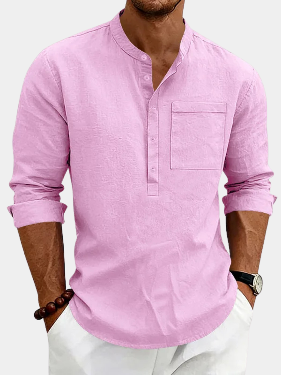 Chemise d'été col ouvert poche poitrine