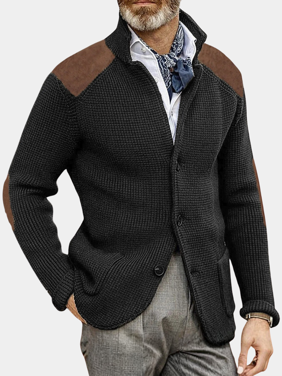Veste en maille à empiècements aspect daim