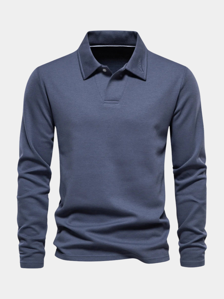 Polo manches longues maille texturée